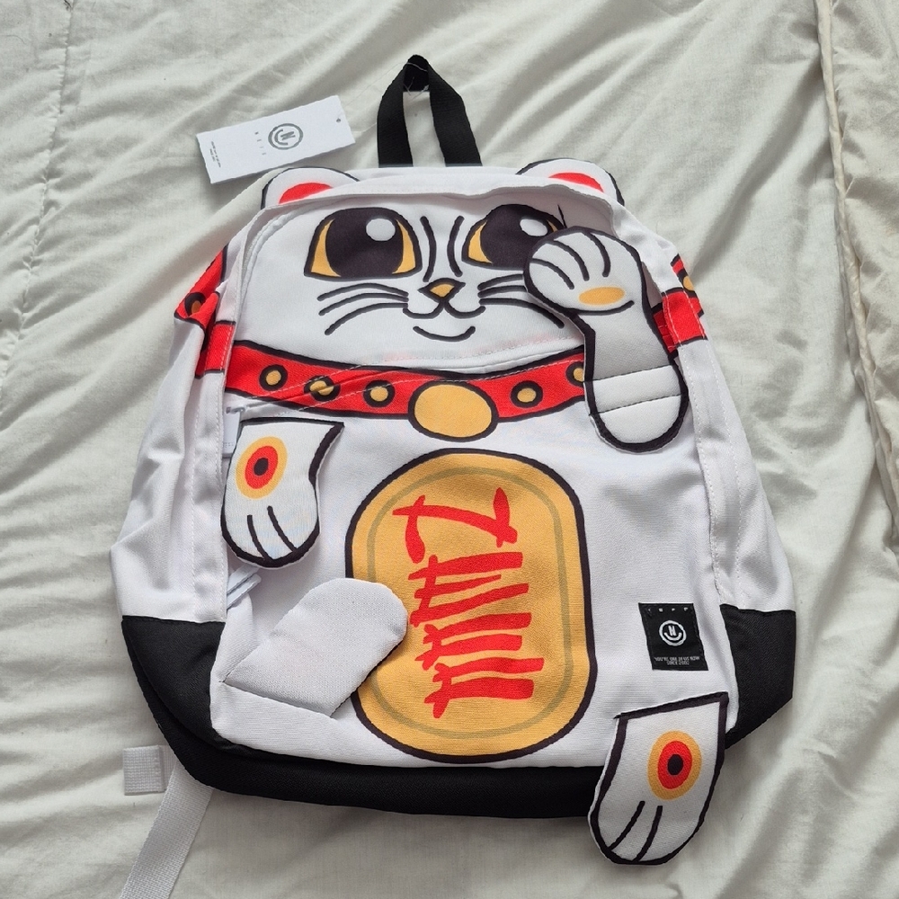Lucky Cat Backpack Neko - White and Red